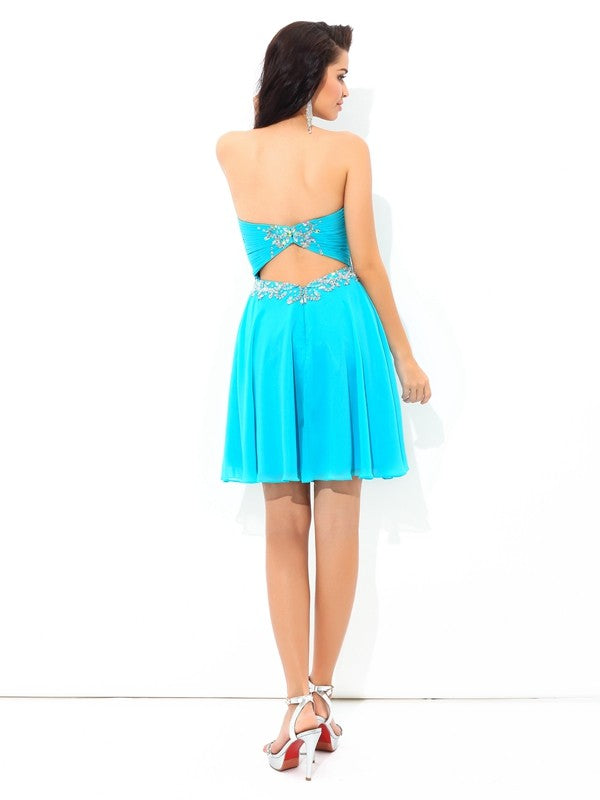 Wholesale A-Line/Princess Sweetheart Pleats Sleeveless Short Chiffon Cocktail Dresses
